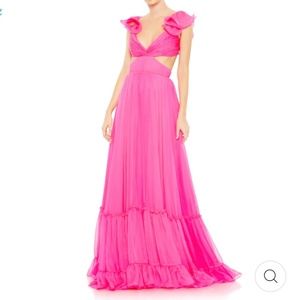 Mac duggal VNECK GOWN WITH CUTOUTS